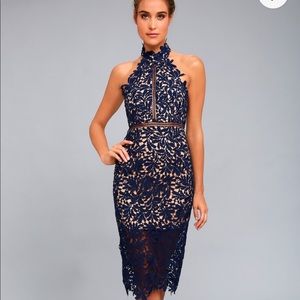 COPY - Lulus Navy blue midi lace halter dress